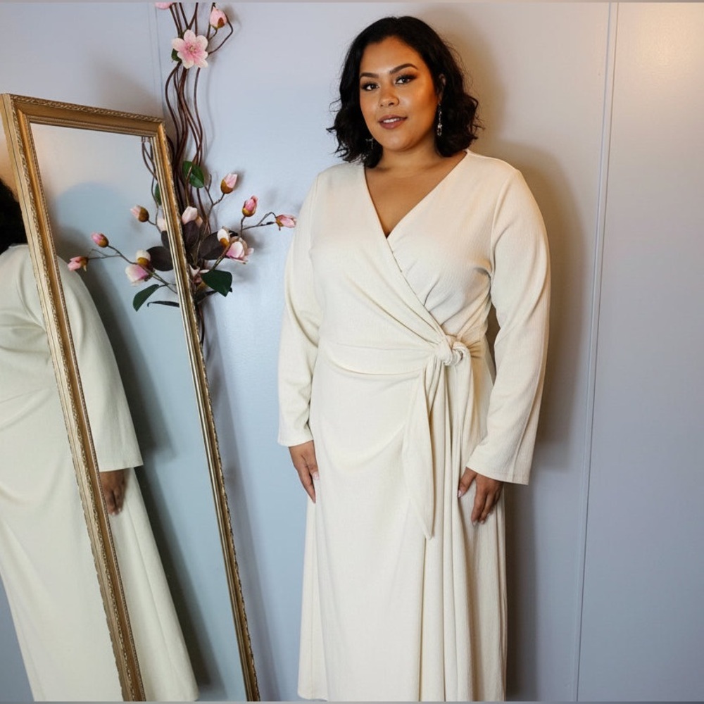 Final Sale! H&M Cream Wrap Maxi Dress with Side Tie